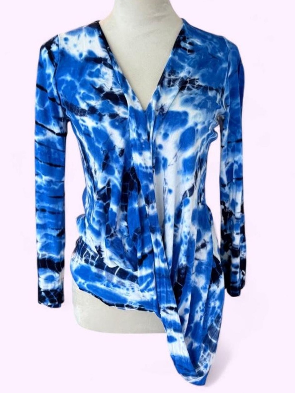 Young Fabulous & Broke - Tie Dye Long Sleeve Faux Wrap Blouse Top size Medium